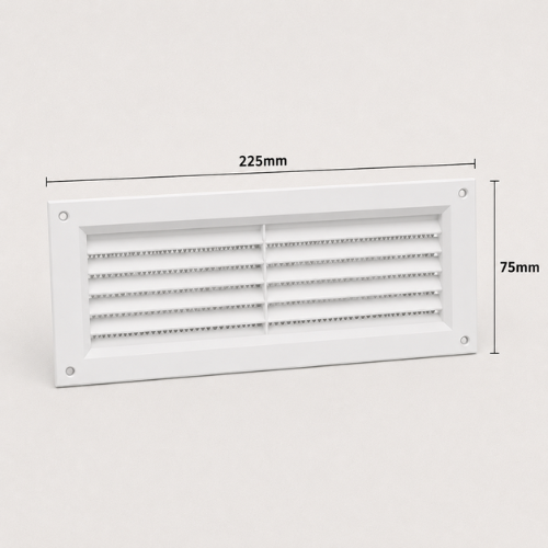 LOUVRED AIR VENT COVER WITH FIXED FLYSCREEN FLY MESH, PLASTIC VENTILATION GRILLE - Image 2