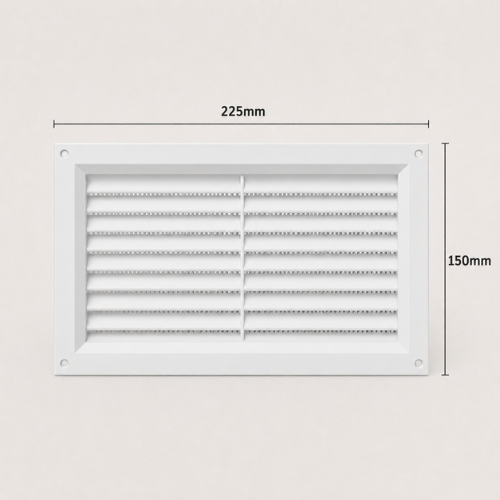 LOUVRED AIR VENT COVER WITH FIXED FLYSCREEN FLY MESH, PLASTIC VENTILATION GRILLE - Image 3