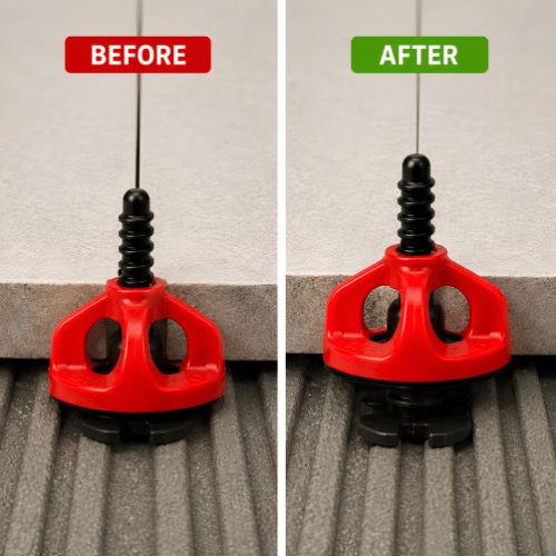 TILE SPACER LEVELING SYSTEM 2MM FLOOR TWISTER SPACER SCREWS + RED TWISTER NUTS - Image 3